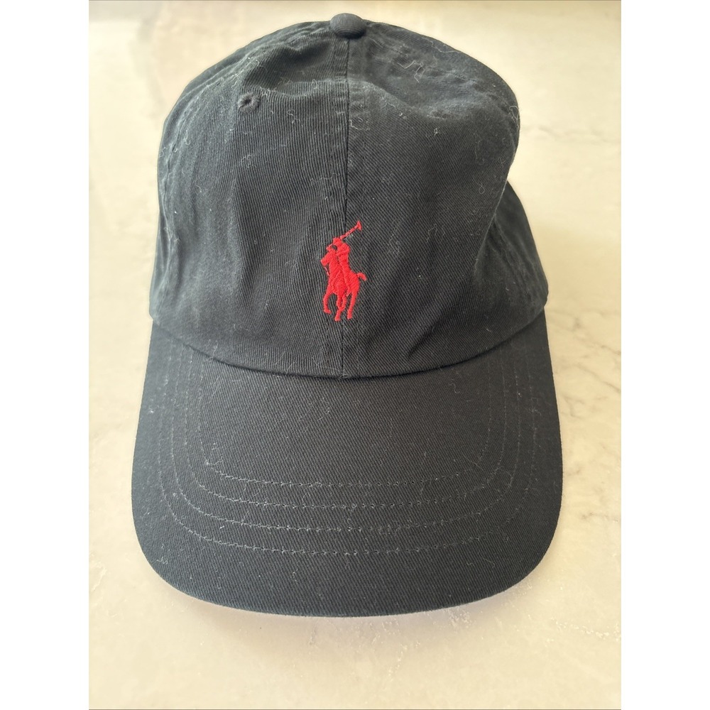 Polo Ralph Lauren Hat Black With Red Horse Adjustable Strapback Cap Embroidered